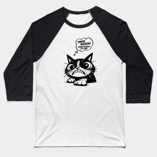 Black Angry Cat - Everything Is Fine Baseball T-Shirt